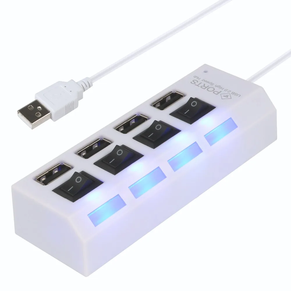 JZYuan 4 порта USB концентратор 2 0 высокоскоростной разветвитель 480 Мбит/с LED с
