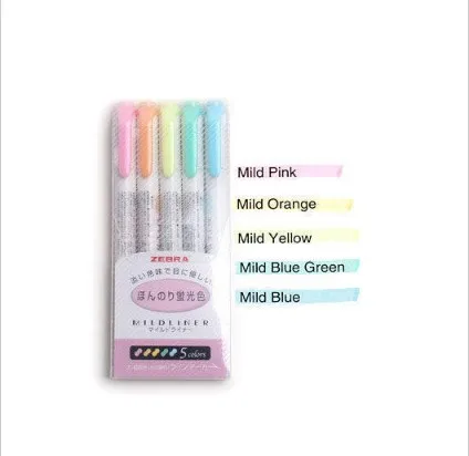 Fluorescence5pcs 5 шт./компл. японский Зебра Мягкий вкладыш с двойной головкой маркер ручка для рисования маркеры Зебра Mildliner каракули канцелярских принадлежностей - Цвет: Fluorescence5pcs