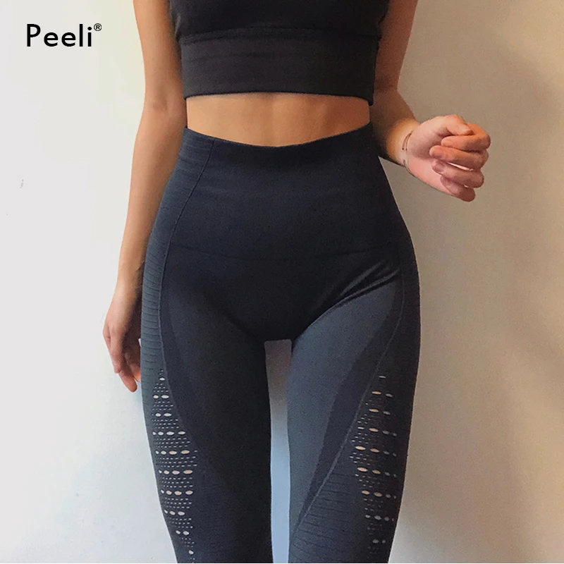 Peeli High Waist Sports Leggings Tummy Control Yoga Pants Women Stretchy Fitness Gym Tights Energy Seamless Running | Спорт и