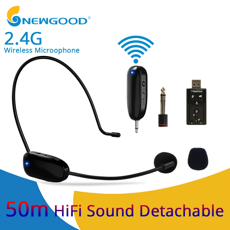 

Mini Portable 2.4G Wireless Microphone Headset Megaphone Radio Bluetooth Microphone For PC Loudspeaker Teacher Meeting Guide