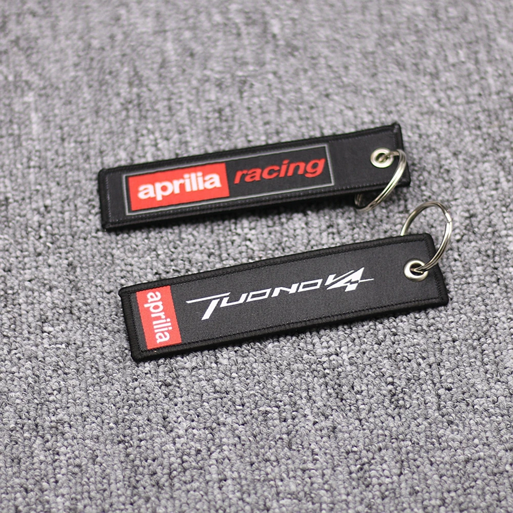 

Embroidery Key Holder Chain Collection Keychain For Aprilia Racing TUONO V4 Motorcycle Embroidered Keyring