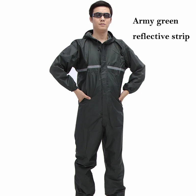 ag reflective strip Мужские Водонепроницаемые комбинезоны с капюшоном, дождевые комбинезоны, рабочая одежда, пыленепроницаемый мужской дождевик, спецодежда, защитные костюмы M-XXXL - Цвет: ag reflective strip