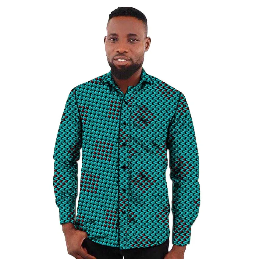 Рубашка dashiki мужская с Африканским принтом модная сорочка отложным воротником