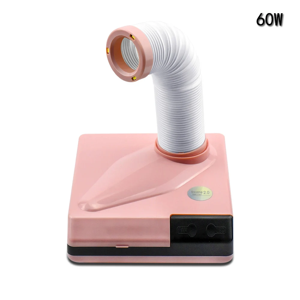 60W Pink Пылеуловитель для ногтей 60 Вт 4500 об/мин пылесос для всасывания пыли Регулируемый выдвижной локоть дизайн для маникюра пылеочиститель - Цвет: 60W Pink