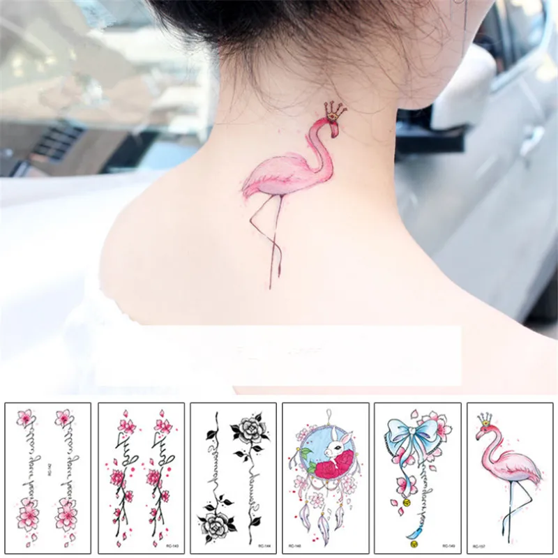 Тату Единорог Stickers10pc наклейка с Фламинго одноразовые татуировки наклейки