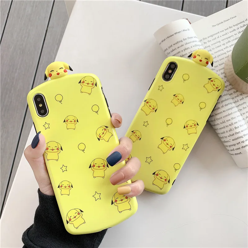 Мультяшные Покемоны Pikac лежать кукла фигурка желтый чехол для телефона Apple iphone 6 6s