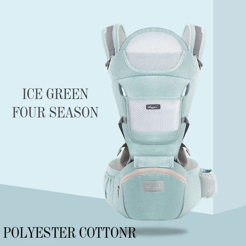 IceGreen 4 Season Рюкзаки-кенгуру, ремень на пояс для новорожденных, начинающих ходить; Хлопковые Платья с сеточкой с лето-осень рюкзак слинг для путешествия на лицевой стороне чехол Обёрточная бумага кенгуру - Цвет: IceGreen 4 Season
