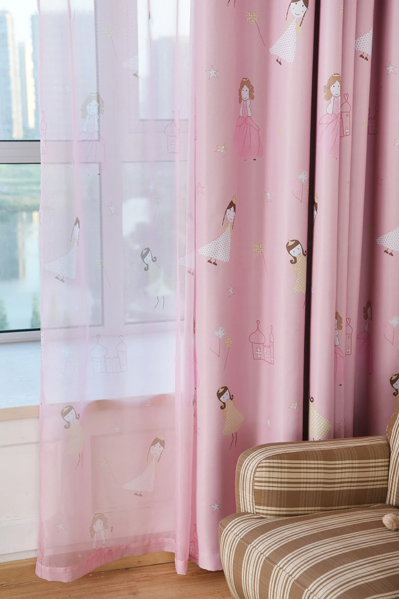 Kids Curtains Pink Princess Girls Cartoon Curtain Children Living Room Bedroom Window Cortinas Custom Blackout Curtains
