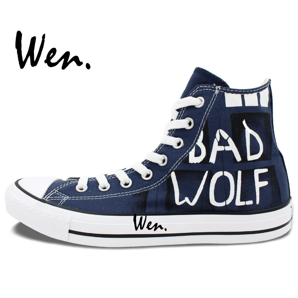 Вэнь оригинальные синие холщовые кроссовки Doctor Who BAD WOLF High Top для рождественских