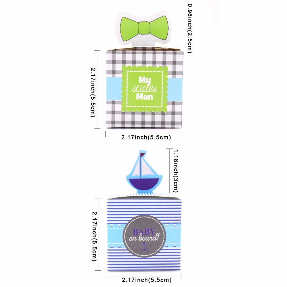 Baby Shower Candy box My Little Man&quot bowknot tie and &quotBaby On Board!&quot Pop-Up Sailboat candy Boy Birthday Decorati | Дом и сад