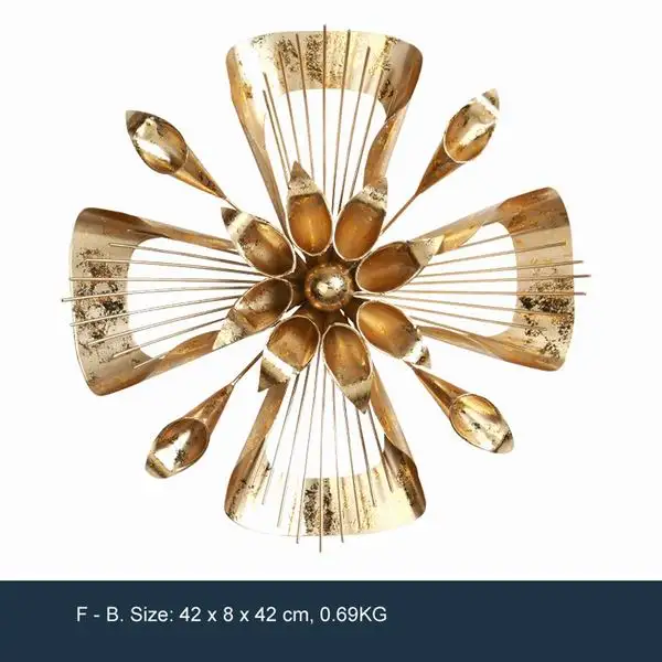 F-B Цвести Аннотация Искусственный Металл Wall Art Home Decor Железный Золотой Стикер Стены Домашнего Декора Комнаты - Цвет: F-B