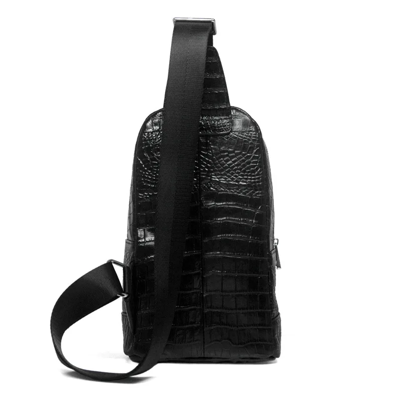 Crocodile Pattern Men chest bag cowhide leather male Crossbody Bag Male Business Chest Packs mobile phone Messenger | Багаж и сумки
