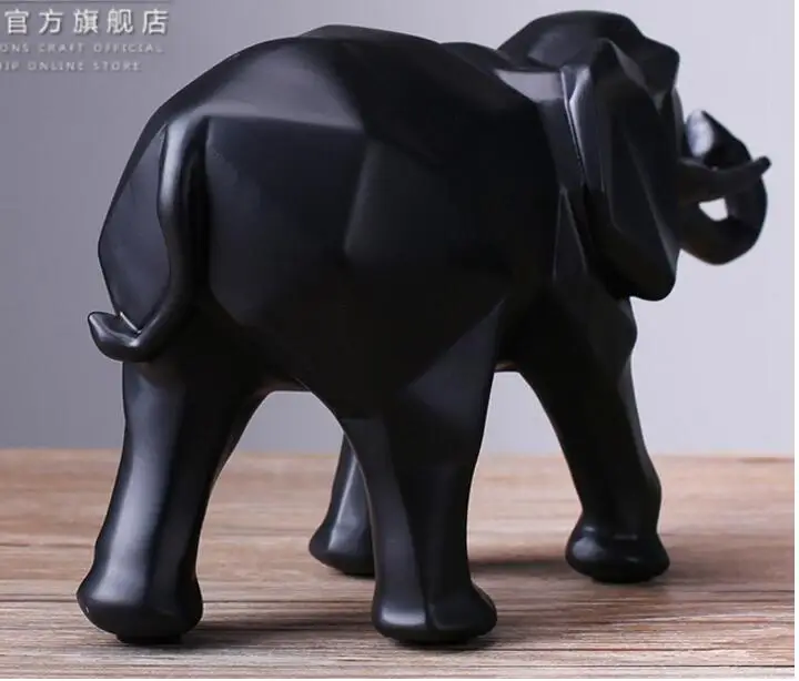 

Modern Abstract Black Elephant Statue Resin Ornaments Home Decoration accessories Gift Geometric Resin Elephant Sculpture