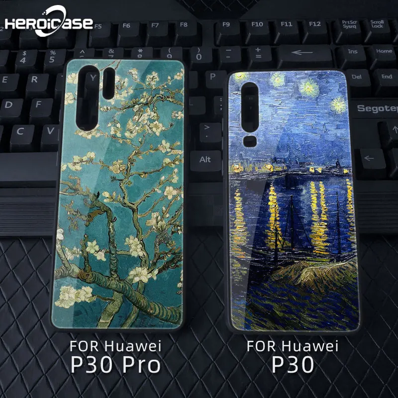 Чехол для Huawei P30 Pro искусство Винсента Ван Гога закаленное стекло жесткий