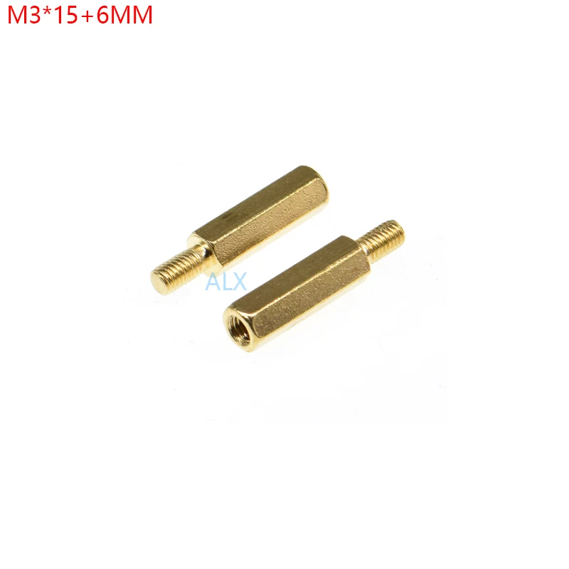 30 шт. M3 * 15 + 6 мм Шестигранная головка латунный шнековый шнек с резьбой столб PCB