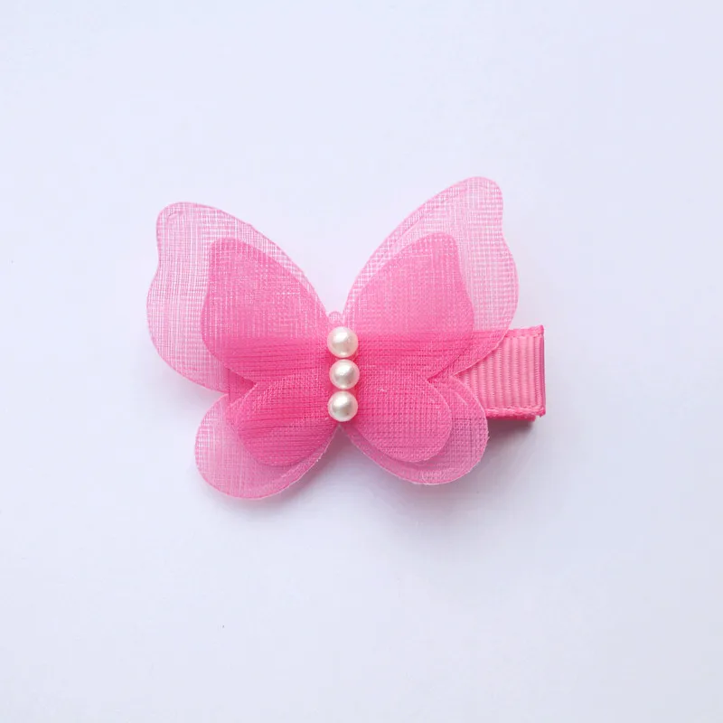 24PC/LOT Animal Shape Small Hair Clip Accessories Lovely Butterfly Kid Hairpin Beads Girls Barrettes Double Level Autumn Style - купить по