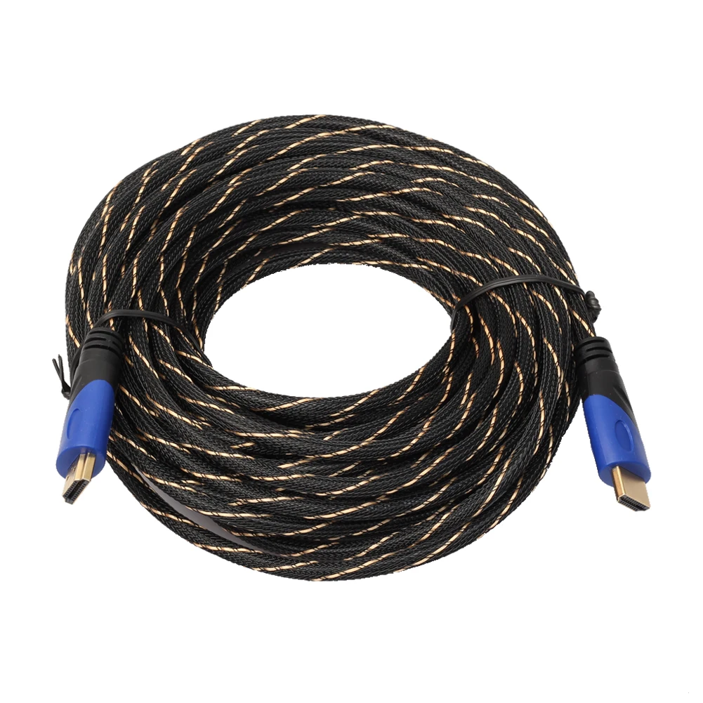 ALLOYSEED 10 м/15 м Новый Плетеный hdmi кабель Позолоченный соединитель V1.4 AV 1080 P HD 3D кабели