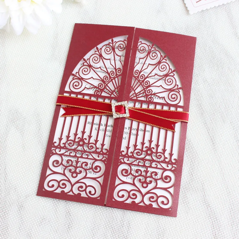 Винтажные Пригласительные открытки Королевского синего цвета с лентой