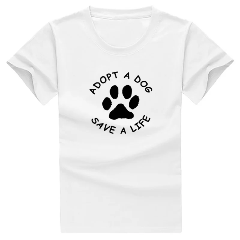 

2019 New Fashion Adopt A Dog Save A Life Print T-Shirt Female Women Tshirt Punk Spring Summer Cute Plus Size Korean Rock Tops