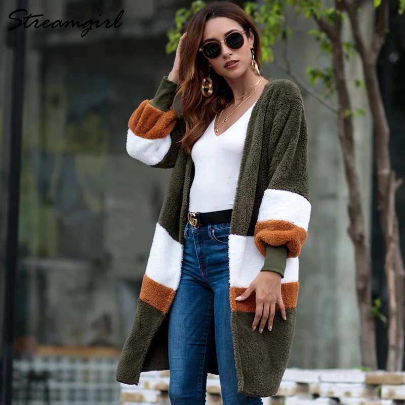 Long Cardigan Female Coat Autumn 2018 Women's Outwear Fluffy Women Sleeve Cardigans For Winter |