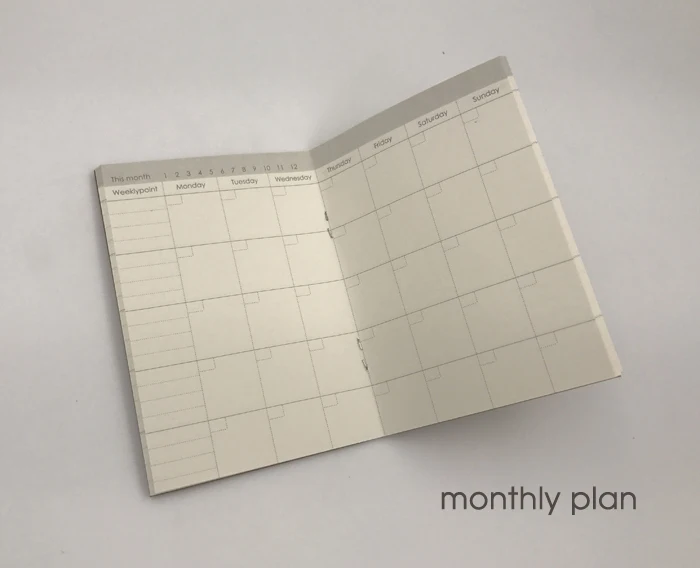 Monthly Plan Записная книжка путешественника, сменная бумага, внутренняя бумага для наполнения, ежедневная заметка, мини-блокнот, Размер 9x12,5 см - Цвет: Monthly Plan