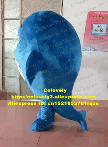 Happy Blue Dolphin Porpoise Sea Hog Delphinids Whale Cetacean Mascot Costume Cartoon Character Mascotte White Stomach ZZ1746 FS |
