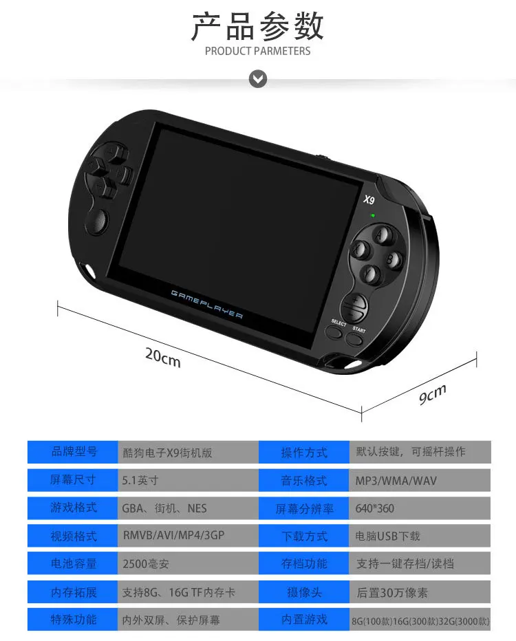 X9 Аркады для Оборудование для psp портативных игровых Экран Цвет Дети Puzzle 5," Цвет Экран для игры GBA видео MP4 книги