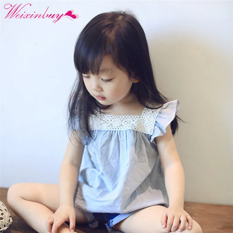 Лидер продаж летние повседневные футболки для маленьких девочек кружевная