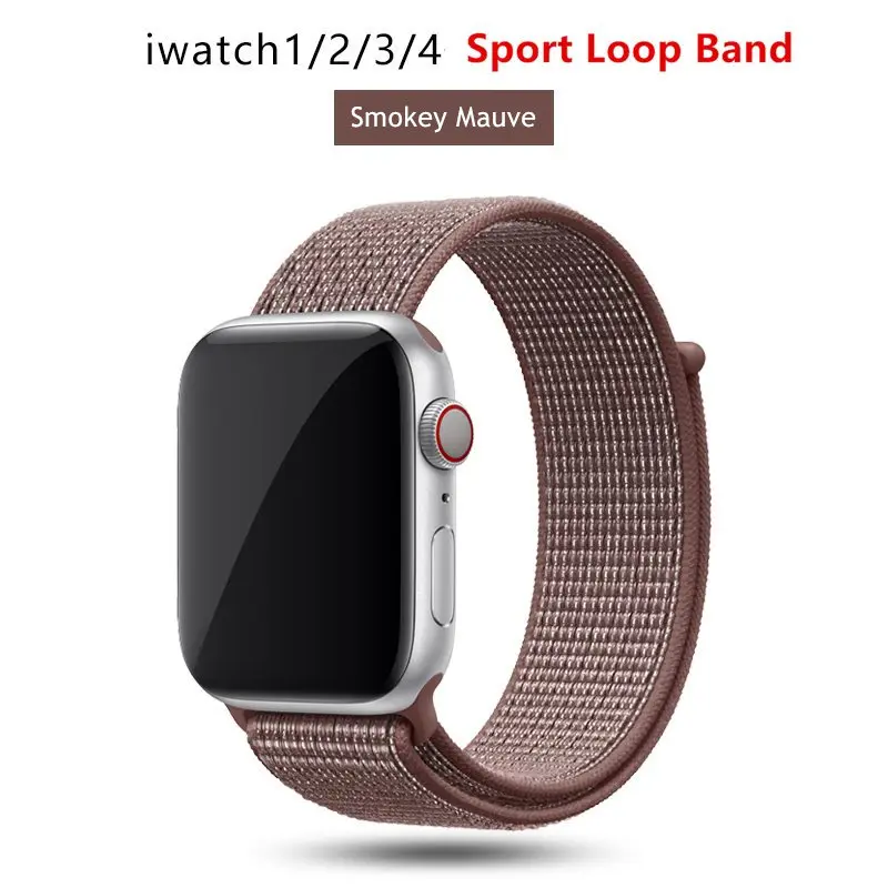Smokey mauve Нейлоновый ремешок для Apple Watch 42 мм 38 мм iWatch 4 ремешка 44 мм 40 мм Браслет спортивная петля ремешок для часов ремень для часов дышащий 5 4 3 2 1 - Цвет ремешка: Smokey mauve