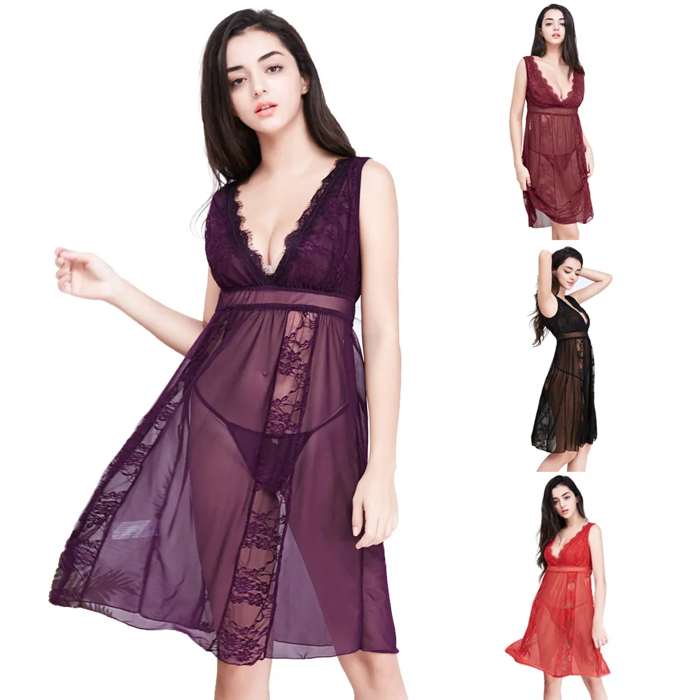 2018 Новые экзотические Babydolls Сорочки сексуальное белье Перспектива большой