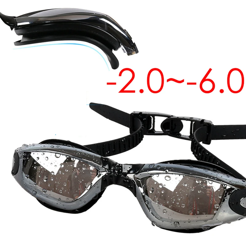 

Myopia -2.0~-6.0 Anti Fog Re-UV Swimming Goggles Waterproof Mask Electroplate Swim Glasses