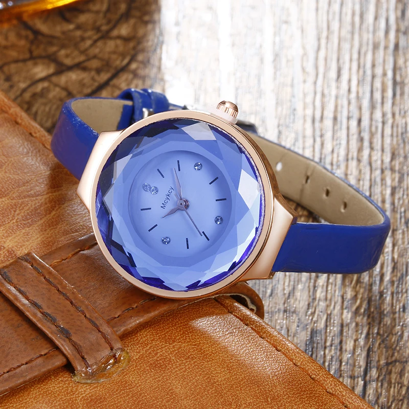 Дамская мода кварцевые часы Для женщин со стразами кожа повседневные платья