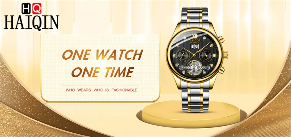 HAIQIN Men's Watches Top Brand Luxury Business Machinery Sport Wristwatch Mens Waterproof Tourbillon Clock Relogio Masculino