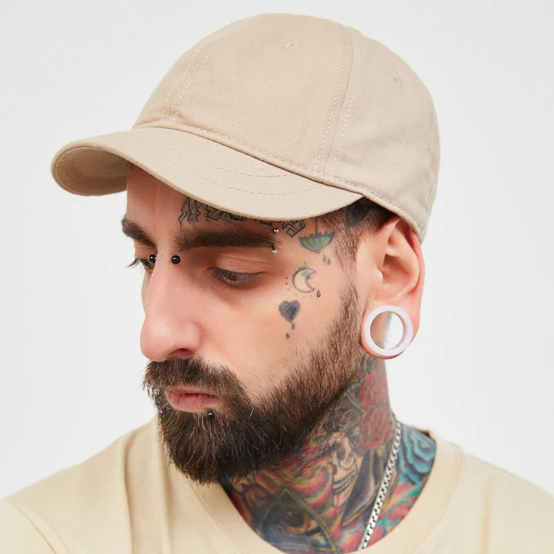 Дизайнерская винтажная бейсбольная Кепка Snapback, хлопковая короткая Кепка с полями для мужчин, мягкий верх с черным бежевым цветом