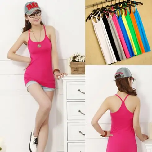 Женские майки модные летние пляжные сексуальные длинные облегающие без рукавов