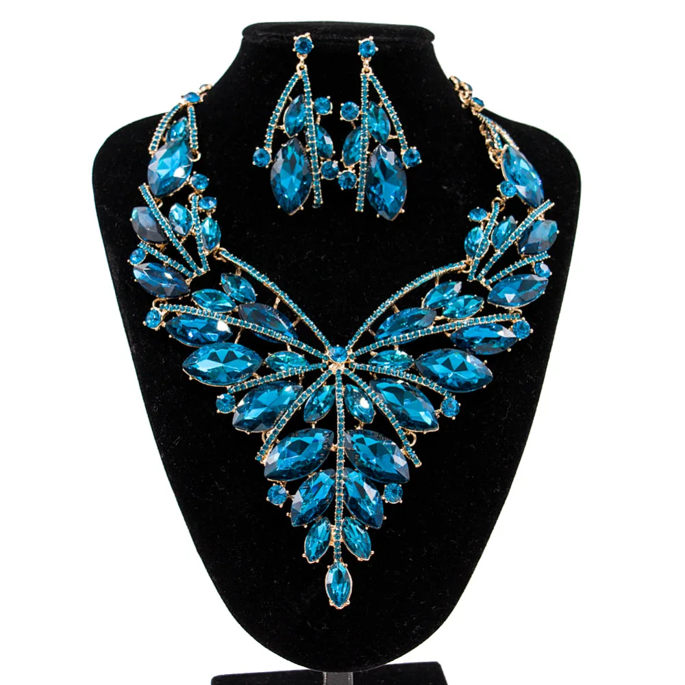 Женский свадебный комплект ювелирных изделий LAN PALACE ожерелье и серьги для