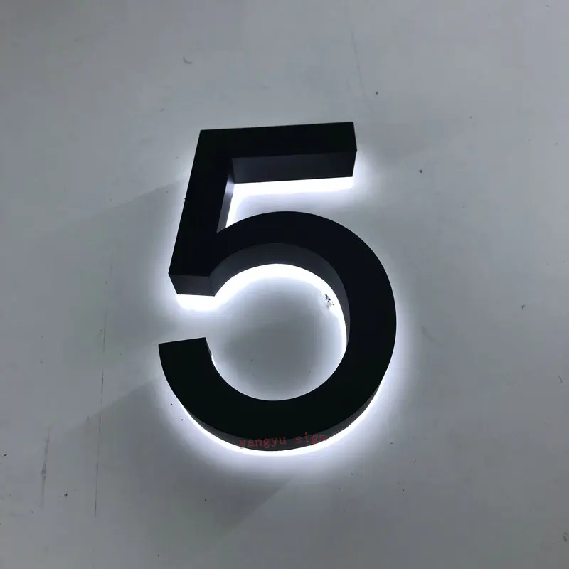 Black steel W led Заказной Солнечный 3d светодиодный светильник с подсветкой из нержавеющей стали адресованный номер дома для рекламного дисплея - Цвет: Black steel W led