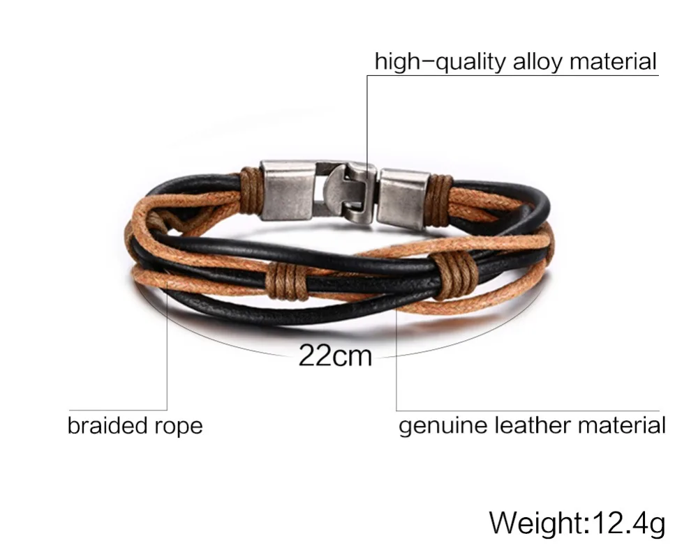 Men's Leather Bracelets &amp Bangles Casual Weave Rope Chain Bracelet Men Jewelry | Украшения и аксессуары