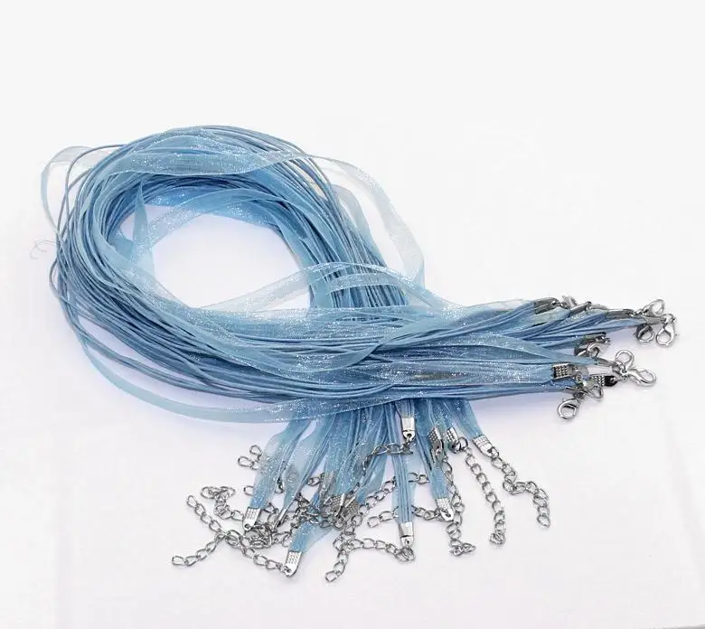 DoreenBeads цинковый сплав органза шнур ожерелье светильник синий 43 2 см (17 &quot) длинный
