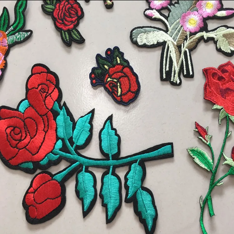 19 шт. без Повторите Красная роза цветок патч Вышивка аппликация Утюг пришить