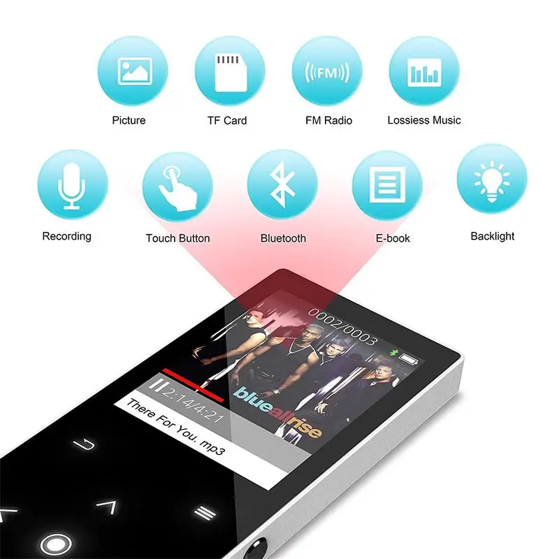 Сенсорный ключ 8 ГБ MP3 плеер с Bluetooth hiFi без потерь плеера 1 дюймов TFT Экран FM радио
