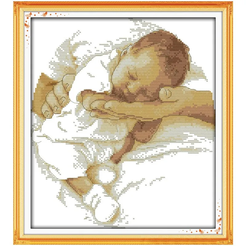Вышивка крестиком Take Cear My Angle Baby DMC вышивка блестящие Китайские узоры 11CT для