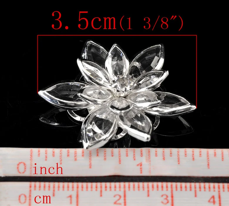 DoreenBeads 10 шт. прозрачные стразы цветочные украшения ювелирное изделие 3 5x3 см (1 3/8