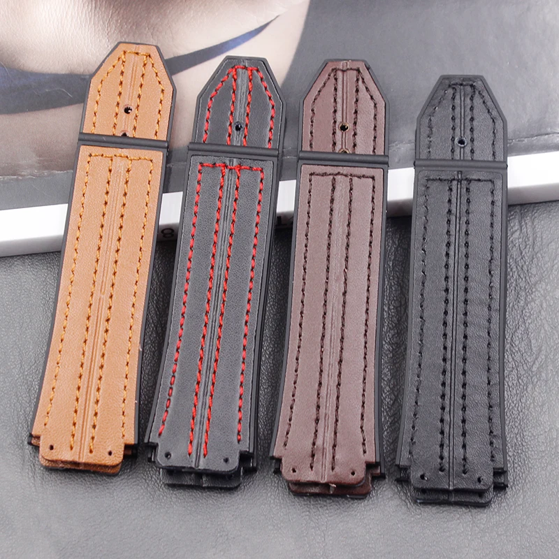 Men's strap accessories 19mmx25mm for HUBLOT big bang ladies casual sports natural rubber strap pin buckle