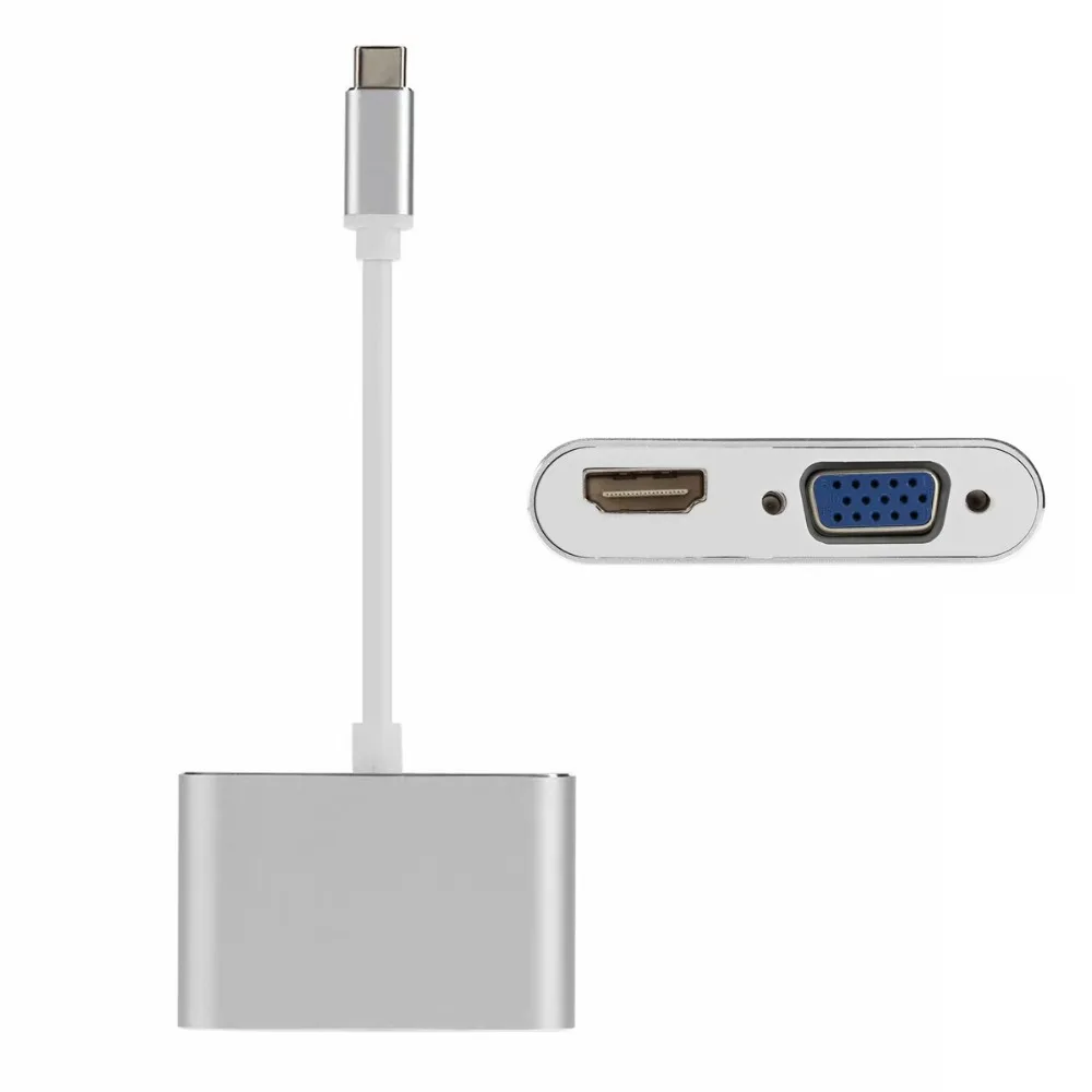 

Адаптер USB 3,1 Type-C на HDMI, 4K, 30 Гц и VGA, 1080p