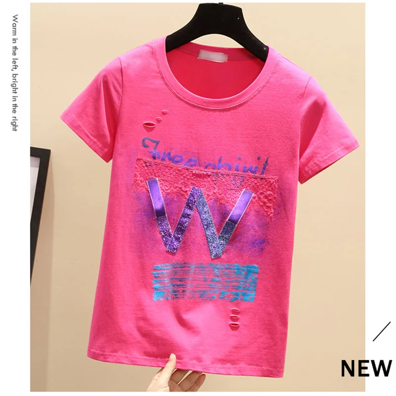 GGRIGHT 2019 Summer T-Shirt Female New Woman Clothes Short Sleeve Hole T Shirt Women Tshirt Cotton Letter kawaii Tee Femme | Женская