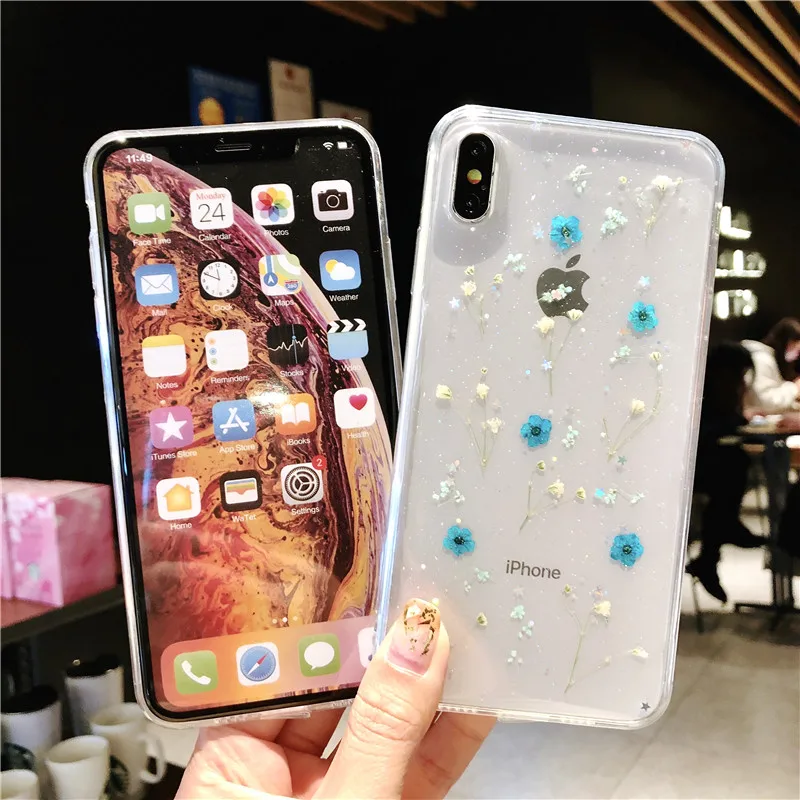 Прозрачный мягкий чехол из ТПУ для iPhone 6 6S 7 8 Plus натуральный цветочный X XR XS Max |