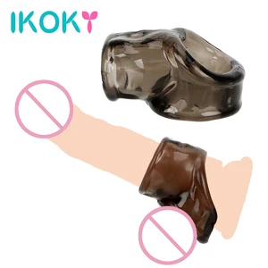IKOKY кольцо для пениса Задержка эякуляции секс-игрушки для мужчин мужской силиконовый скошенный связывающий пенис кольцо товары для взрослых
