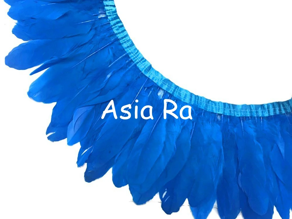 Бирюзовые синие гусиные перья 2 м/лот крашеные перьевые ленты/15-20 бахромы | Хобби и