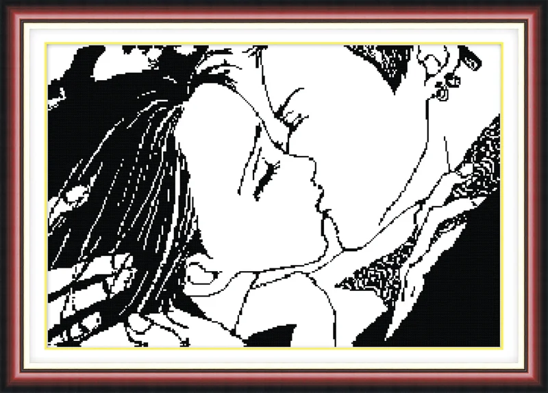 Kiss (черно белый) набор крестиков люди 18ct 14ct 11ct печать холсты стежков Вышивка